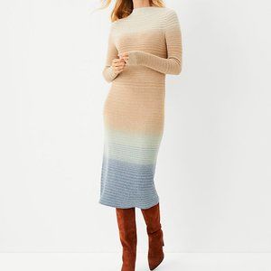 ANN TAYLOR Ombre Mock Neck Midi Sweater Dress